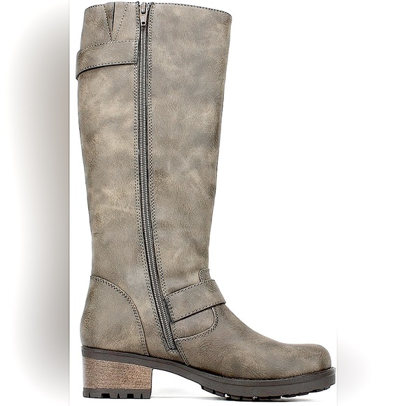 NWOT Lyle Stone Suede Smooth Distressed Boots Wide Calf Sz 8.5M White Mountain - Picture 4 of 7